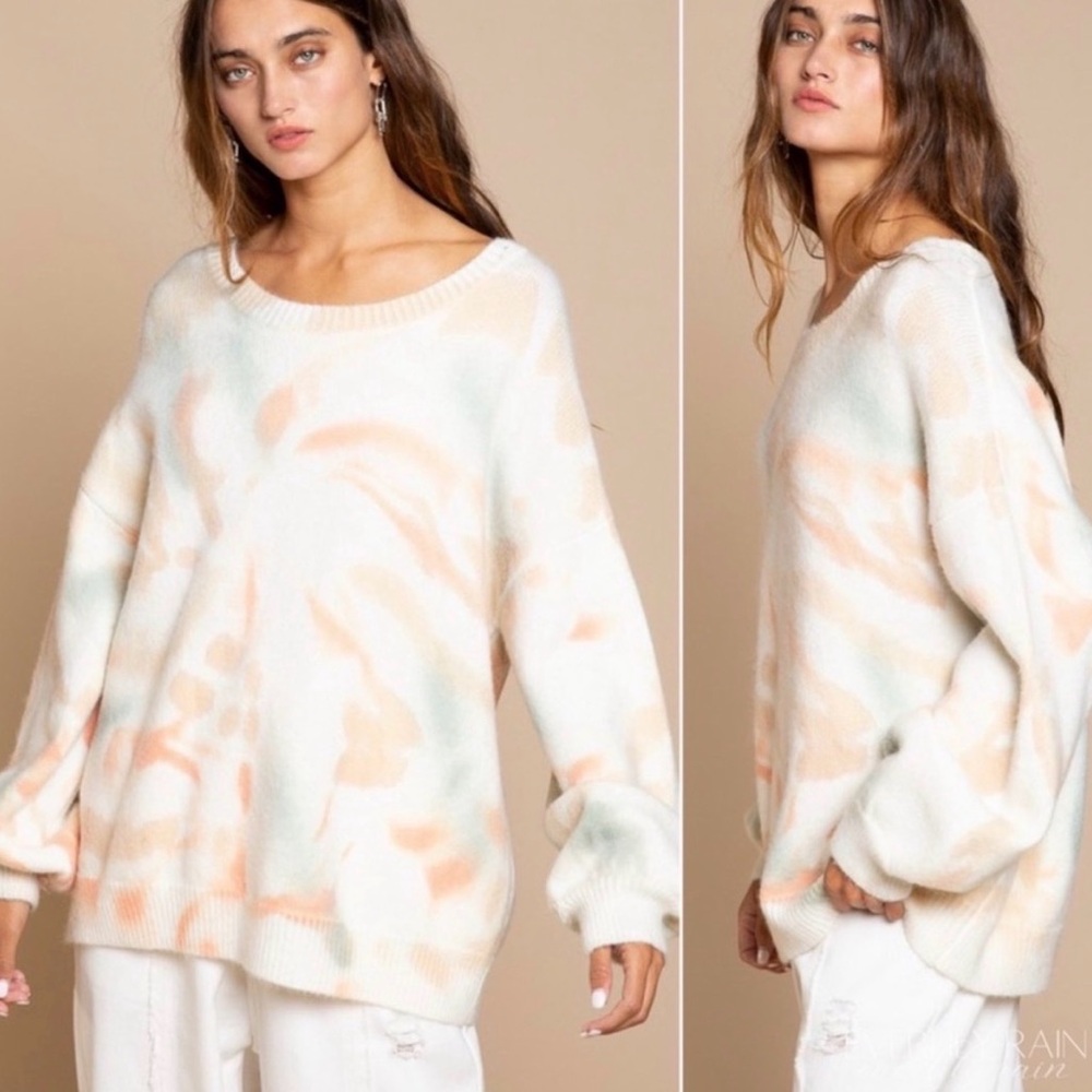 POL Size Small Tye Dye Long Sleeve Pull Over Sweater Hippie Contemporary Boho